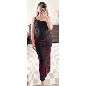 Vintage Arianna Floral Velvet One Shoulder 90s Maxi Dress‎ Size 2P Whimsigoth